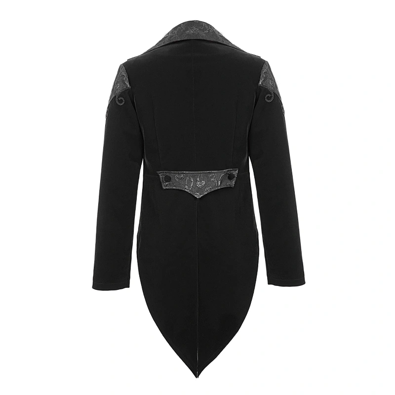 CT14001 devill fashion vintage hook clasp hand embroidered court 3D jacquard Gothic black velvet men jacket
