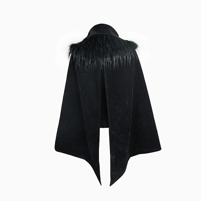 CT06501 Devil fashion black fur collar noble gothic women velvet short jackets with loops