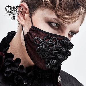 MK030 Devil fashion gothic men Burgundy textured rose chiffon mask with Chinese frog