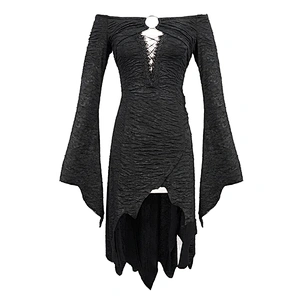 SKT116 Gothic everyday irregular hem bandage back off shoulder elegant women stretchy fitted long dress