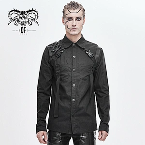 SHT045 Devil fashion daily life cyber punk darkness long sleeves metallic men shirts