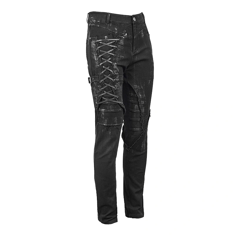 PT112 Devil fashion hand painted slim Punk mecha men bandage straight trousers