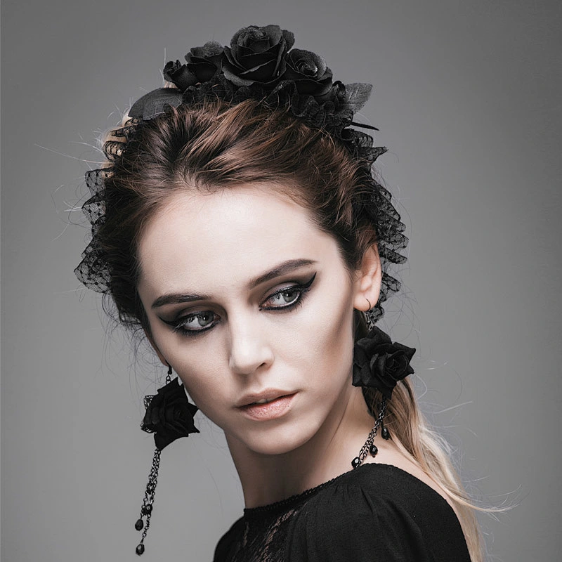 AS024 Devil fashion black rose cosplay hairband gothic festival costume hairband