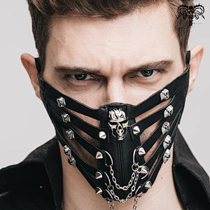 MK005 Devil fashion black metallic ghost head decoration women and men punk spiked masks with chains