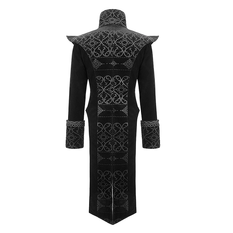 CT152 devill fashion designer chinese frog high collar Gothic palace floral men long coat with side vent