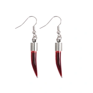 AS086 Vampire sterling silver hook glass bucktooth shaped pendant sexy women red gothic Earrings