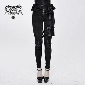 PT102 Devil fashion dark pattern stretchy cyberpunk sexy women black skinny pants with pockets