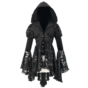 CT166 Gothic party flower puff sleeves fake two pieces lolita sexy women lace hooded coats