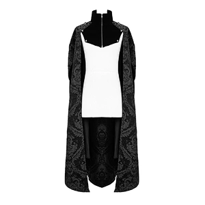 CT120 devill fashion Halloween heavy metal black high collar floral gothic pattern men cloak with chain