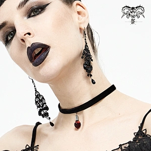AS089 Devil fashion sexy women blood drop glass heart-shaped pendant black webbing choker