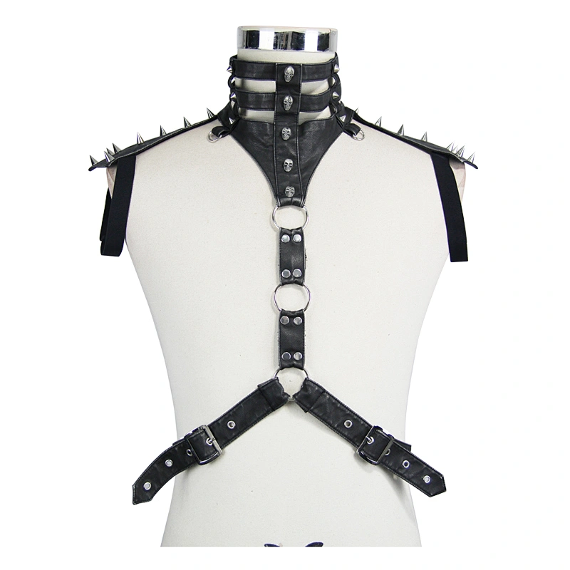 AS03101 Devil fashion punk black men leather chest harness