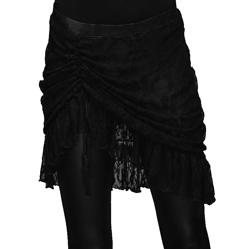 SKT020 Devil Fashion summer roses patterned hot girls black lace tight gothic mesh mini skirts