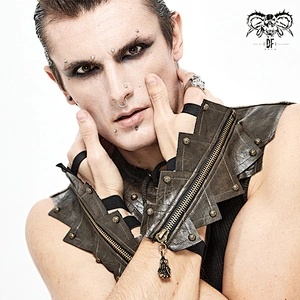 GE01702 devil fashion steampunk armor style adjusted ribbons skull pendant men leather gloves