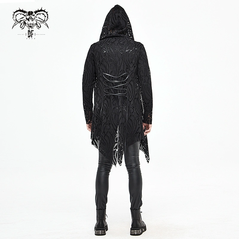 CT168 Devil fashion new designs Autumn daily life darkness men holes hooded long coat