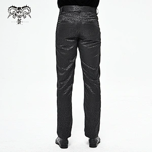 PT145 Devil fashion autumn Gothic men basic style jacquard patterned shiny black trousers