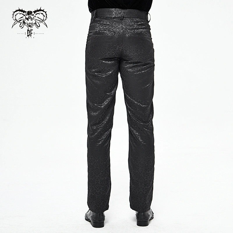 PT145 Devil fashion autumn Gothic men basic style jacquard patterned shiny black trousers