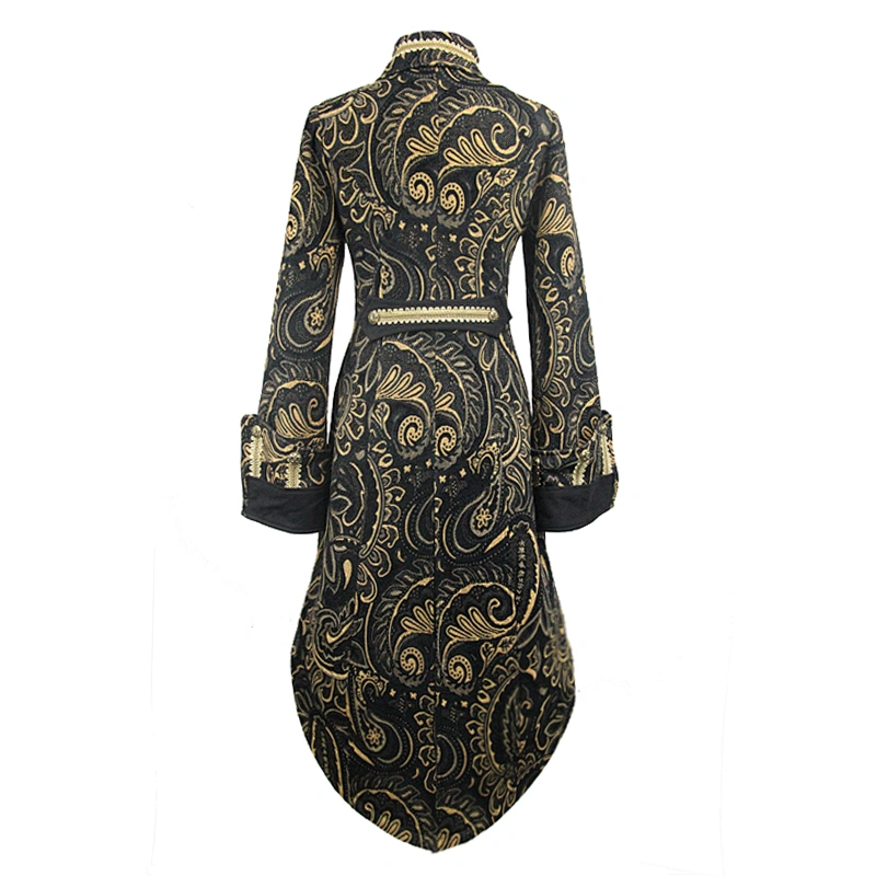 CT083 Devil fashion gold women Paisley jacquard fake two pieces pirate costume sexy women long coats