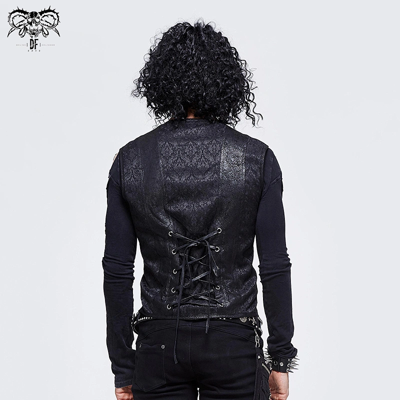 WT03401 spring and autumn party wearing black peach hearts jacquard game style men waistcoat