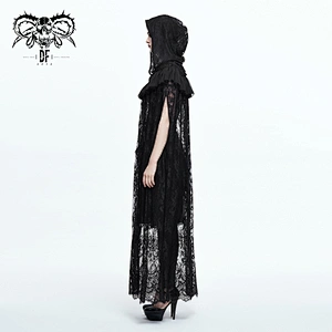 CA009 Devil fashion black women long Gothic lace cape shawl with hood