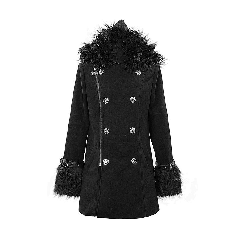 CT129 Devil fashion western style winter punk black men hooded coats with fur
