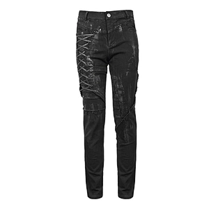 PT112 Devil fashion hand painted slim Punk mecha men bandage straight trousers