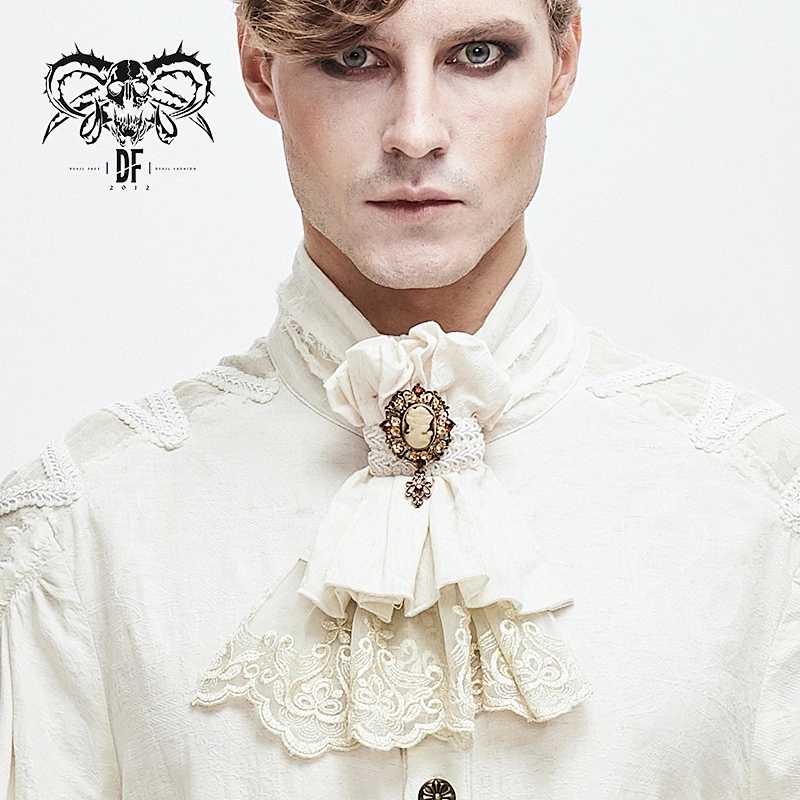 AS058 Devil fashion steampunk white men lace neck ties for shirt