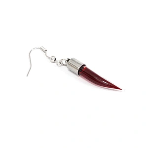 AS086 Vampire sterling silver hook glass bucktooth shaped pendant sexy women red gothic Earrings