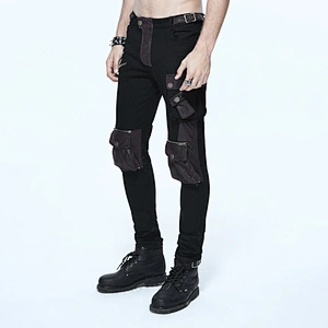 PT06702 Devil fashion biker brown bags metallic punk rock steampunk men trousers