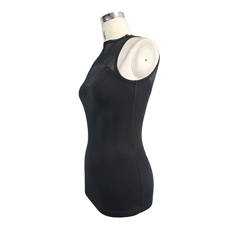 TT068 daily summer gear leather embroidered mesh spliced punk ladies sleeveless cotton vest