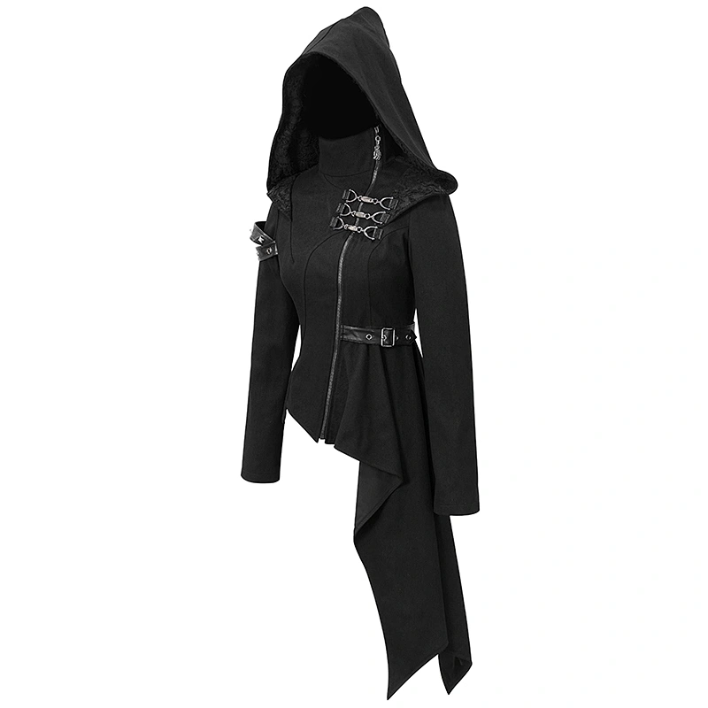 CT157 Devil fashion punk fitted women zipper up hooded short jackets with tail