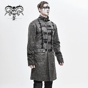 CT13701 Devil fashion brand new collection grey stand collar wasteland punk men long coat for movie
