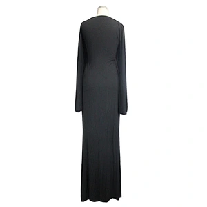 SKT040 devil fashion Gothic party deep V bats sleeve black sexy women long evening dress