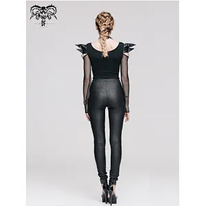 PT013 Devil fashion biker daily life punk rock spiked zipper up sexy women leather pants