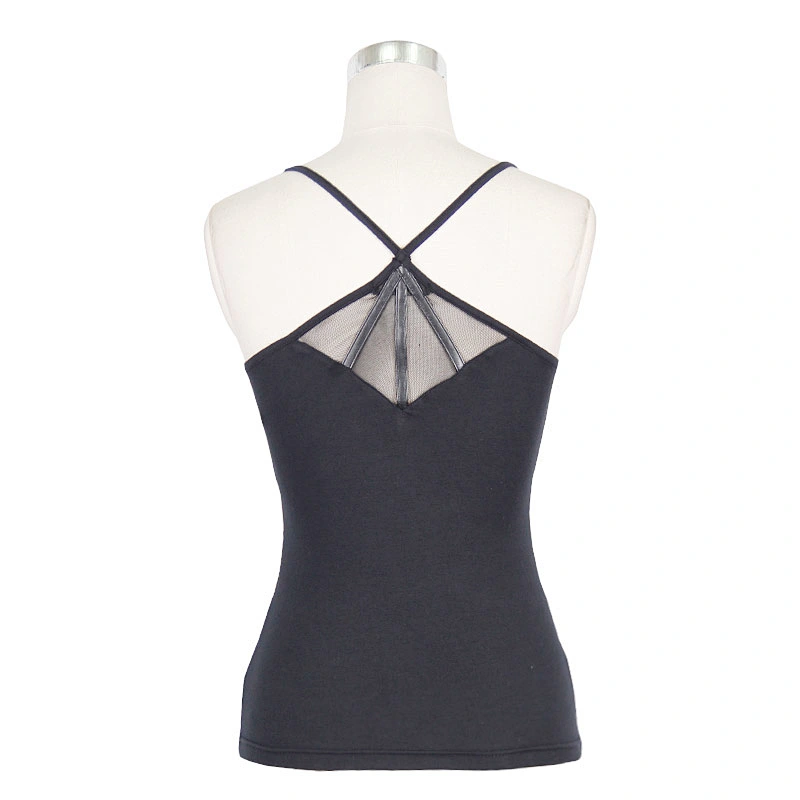 TT014 everyday summer leather strips bat wings Spider web mesh waist punk sexy women vest