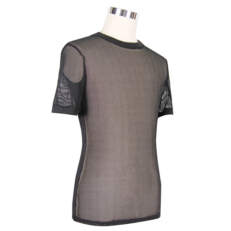 TT039 Summer American fashion exhibition Diamond shaped mesh basic style short sleeve punk men T-shirts