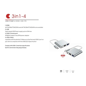 3 in 1 USB Type C USB-C to USB3.0 PD HDTV multi hub for Nintendo Switch