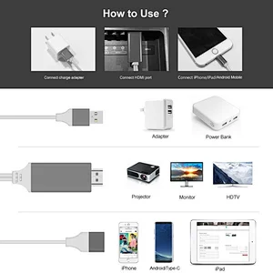 USB C Micro USB Cable Adapter Plug and Play HDTV cable For Apple phone 7 6s Plus IOS
