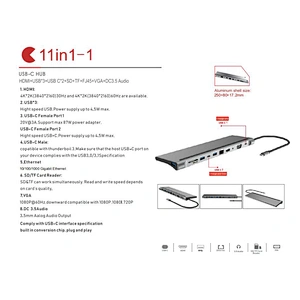 Usb C Hub 11 in 1 For Thunderbolt 3 Adapter Usb For Macbook Transfering Multi Type c Port