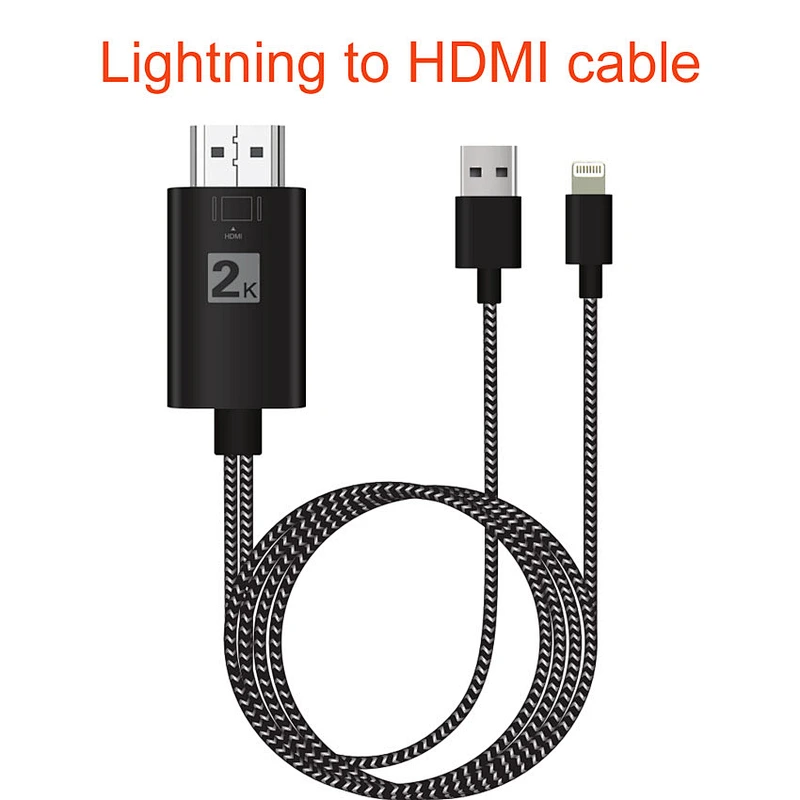 High Quality nylon braided weave 1080P HDTV Digital AV Adapter With Charging Cable for iPhone 7