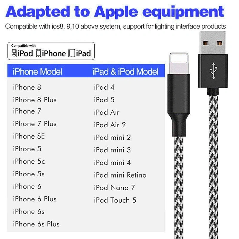 For iPhone x 8 7/6 Fast Charger Cable,Factory Price USB Cable