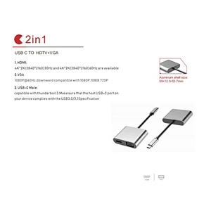 2 in 1 laptop type c to HDTV VGA 4K 2K 1080P USB hub 3.0 3.1 hub USB Adapter