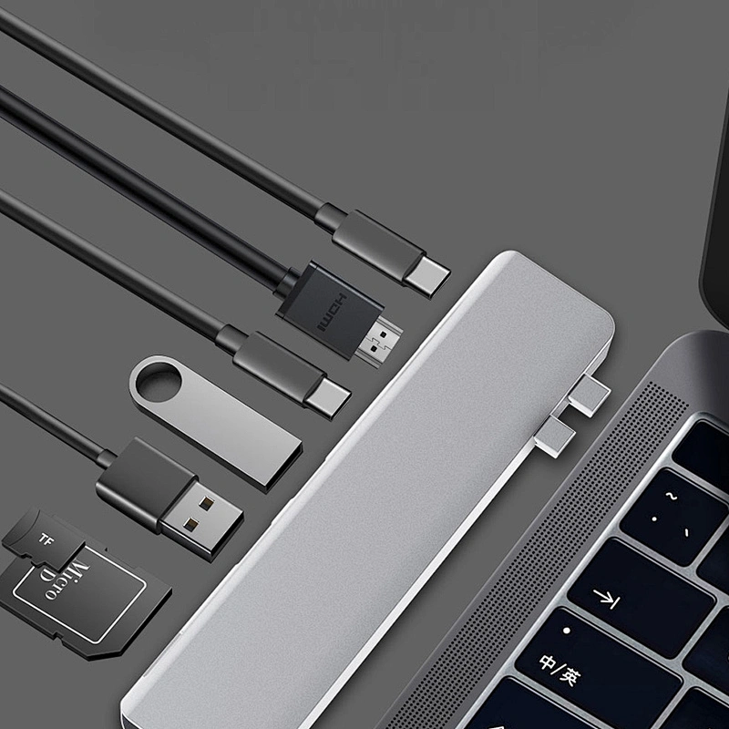 7in2 USB-C HUB USB3.0*2+PD Charging+ USB C /F + SD &TF card reader