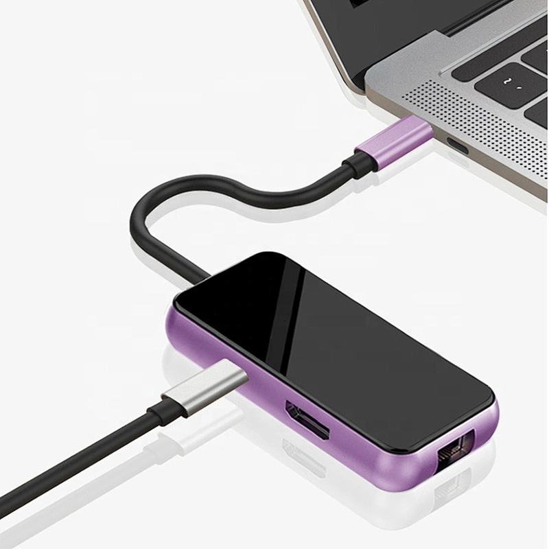 High Speed 6 in 1 USB3.0 RJ45 PD Charging Port USB C Adapter Hub