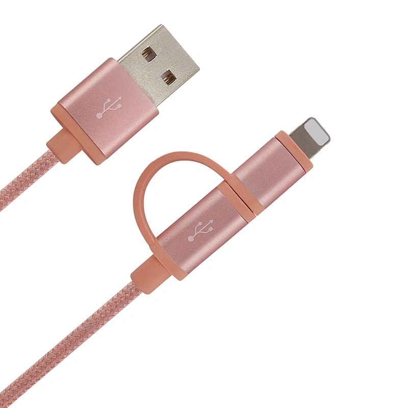Custom Logo Nylon Braided 2In 1 Charging Cable