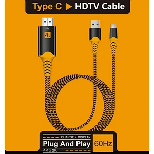 4k@60Hz braided type c to hdm*i USB C to HD cable WITH USB PD Charger