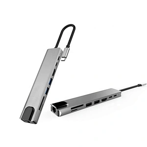 USB Type C Hub Adapter 8 in 1 Combo Hub with RJ45/ HDTV/USB 3.0 3 Port / PD/SD/TF Card Reader function