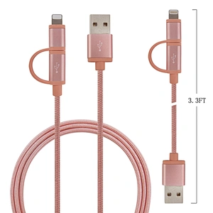 Custom Logo Nylon Braided 2In 1 Charging Cable