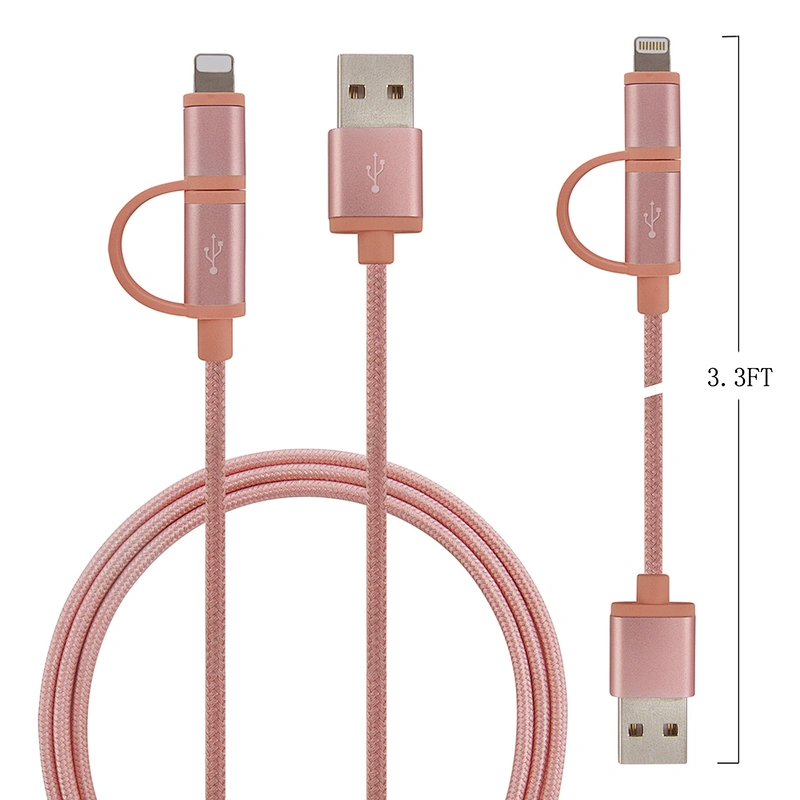 Custom Logo Nylon Braided 2In 1 Charging Cable