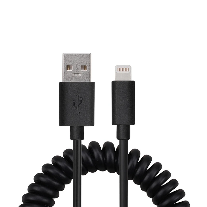 8pin Mfi Certified flexible spring coiled cord Cable for iphone X 8 7 6 iPad