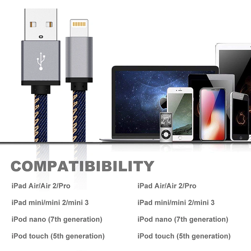 2 Meter Nylon Braided Usb Charger Cable For Apple/iPhone 6 6S / Xs/Xs Max/X/8